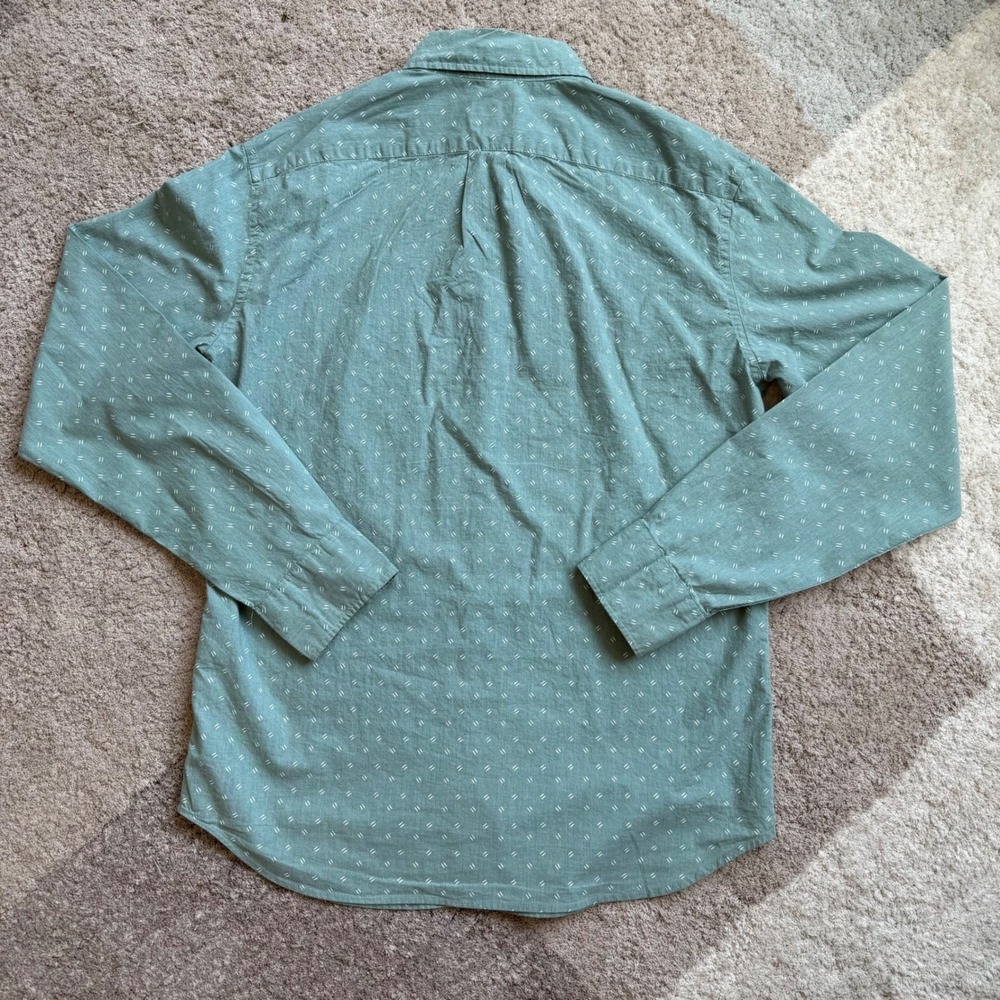 J.Crew Mens Slim Secret Wash Stretch Shirt Green Dash Print AM362 Size M - Picture 7 of 9